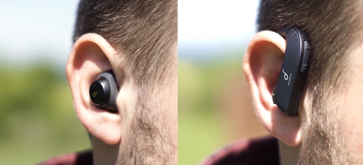 Zwei verschiedene Headsets in zwei Ohren