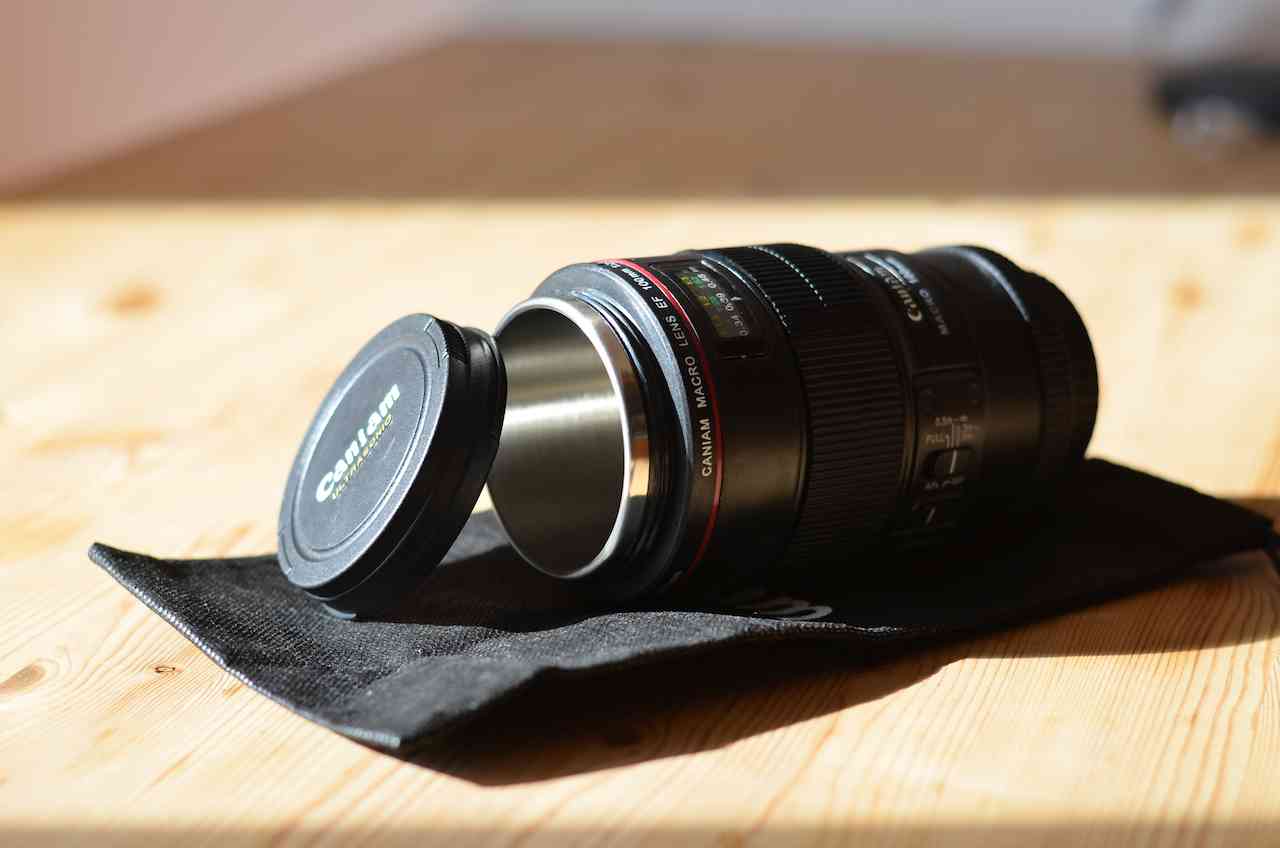 Kaffeebecher Kameraobjektiv Objektiv Becher Objektiv Kaffeebecher