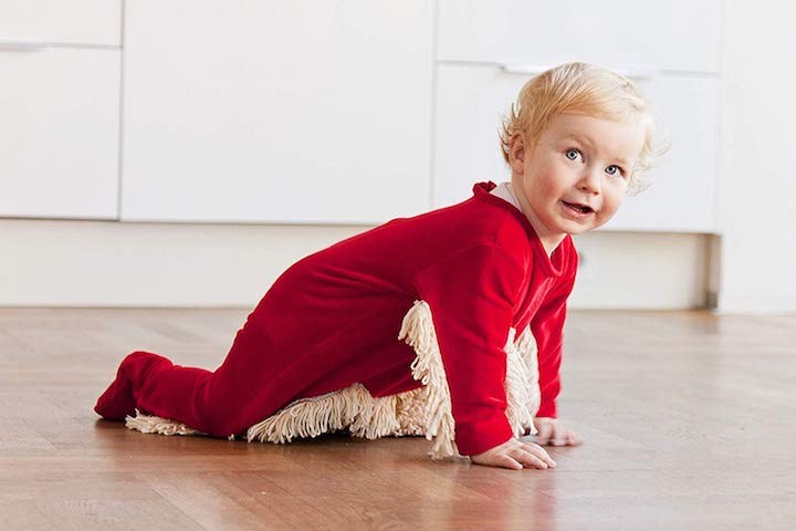 Baby Kleidung Wischmop Strampler Reinigungsmop Overall Mädchen Jungen 