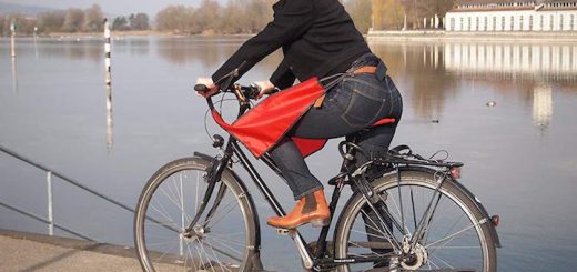 Frau mit Drachenhaut auf Fahrrad 520x245