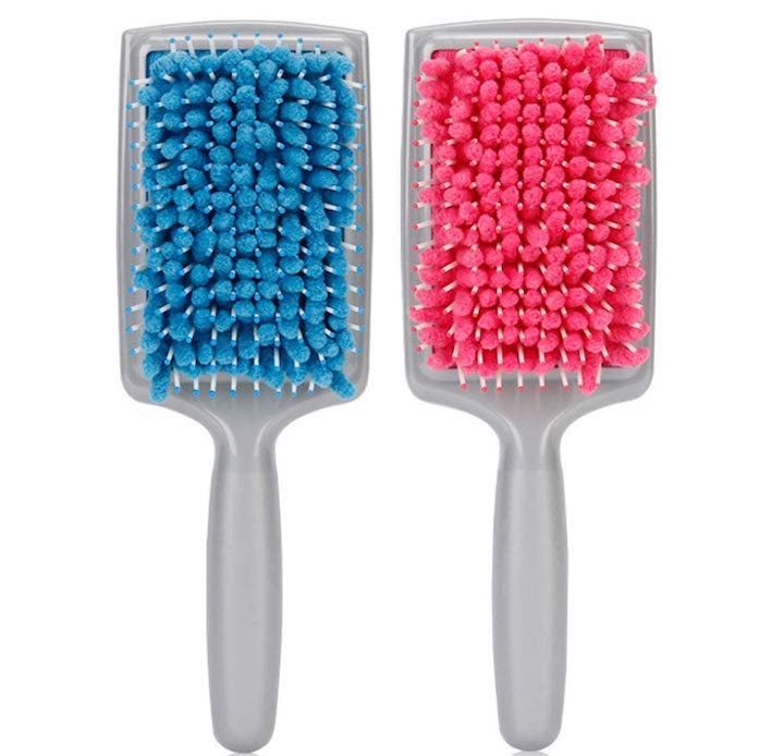 Mikrofaser Haarbürste in Pink und Blau