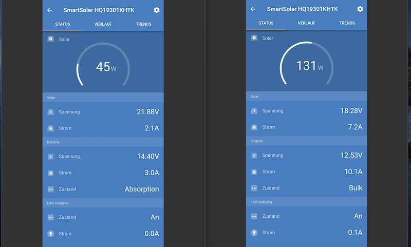 bildschirmaufnahme victron app solarpanel offgridtec