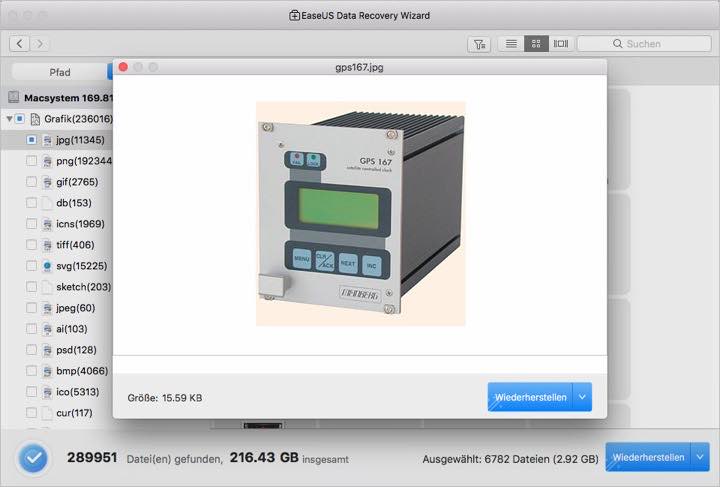 Bildschirmfoto einer Datei Wiederherstellungssoftware