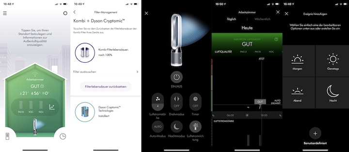 Dyson Link App Uebersicht Screenshots