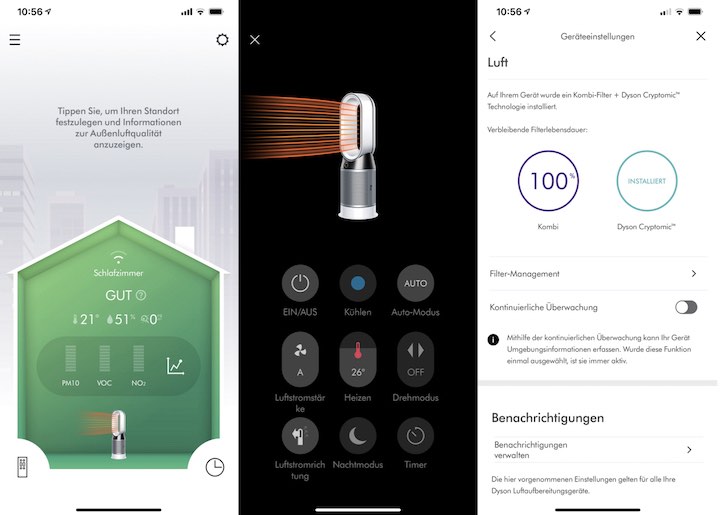 Dyson Link App Screenshot Uebersicht