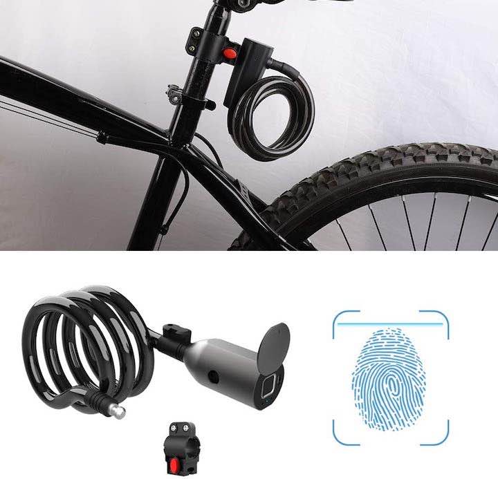 eLinkSmart Fahrradschloss mit Fingerabdruck am Rad