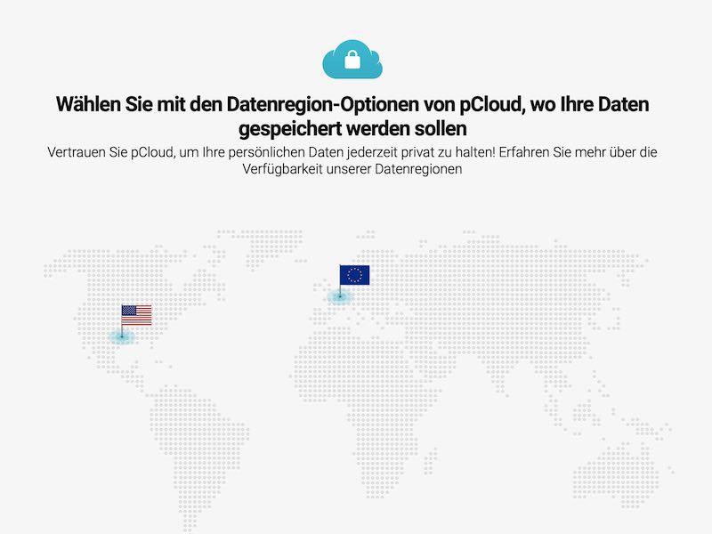 Die Dateiregionen Option von dem pCloud Speicher