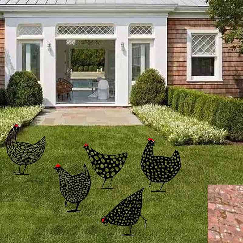 Hühner Gartenstecker im Gras