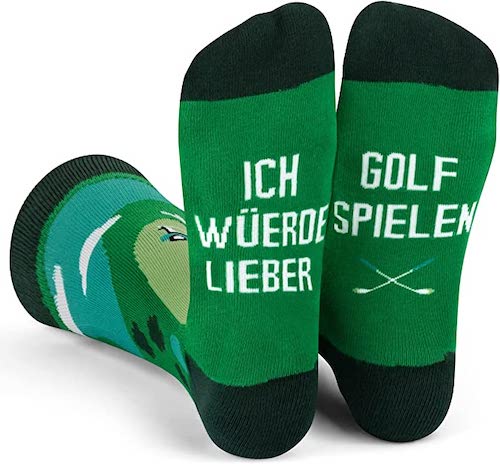 Bild zeigt Socken für Golfer mit Spruch 