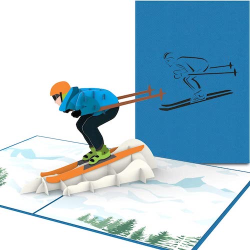 Pop Up Karte Skifahrer