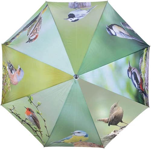 Regenschirm mit Vogelaufdruck
