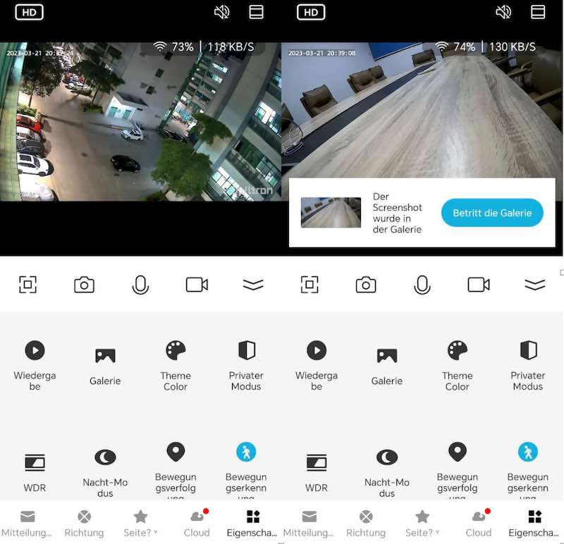 App der O1 Kamera als Screenshot