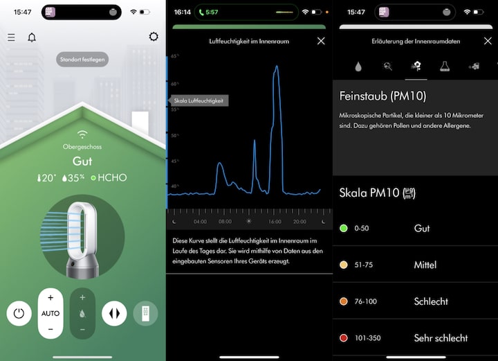 Dyson App Screenshot Luftqualitaet