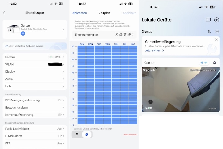 Reolink Solar Floodlight Cam: Flutlicht und Security Kamera Reolink App Screenshot Funktionen
